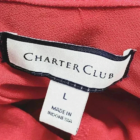 Carter Club Flare Sleeve Round neck Keyhole Red Top L - Picture 6 of 8